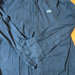 Vans Men's Navy Blue Long Sleeve Button-Down Shirt